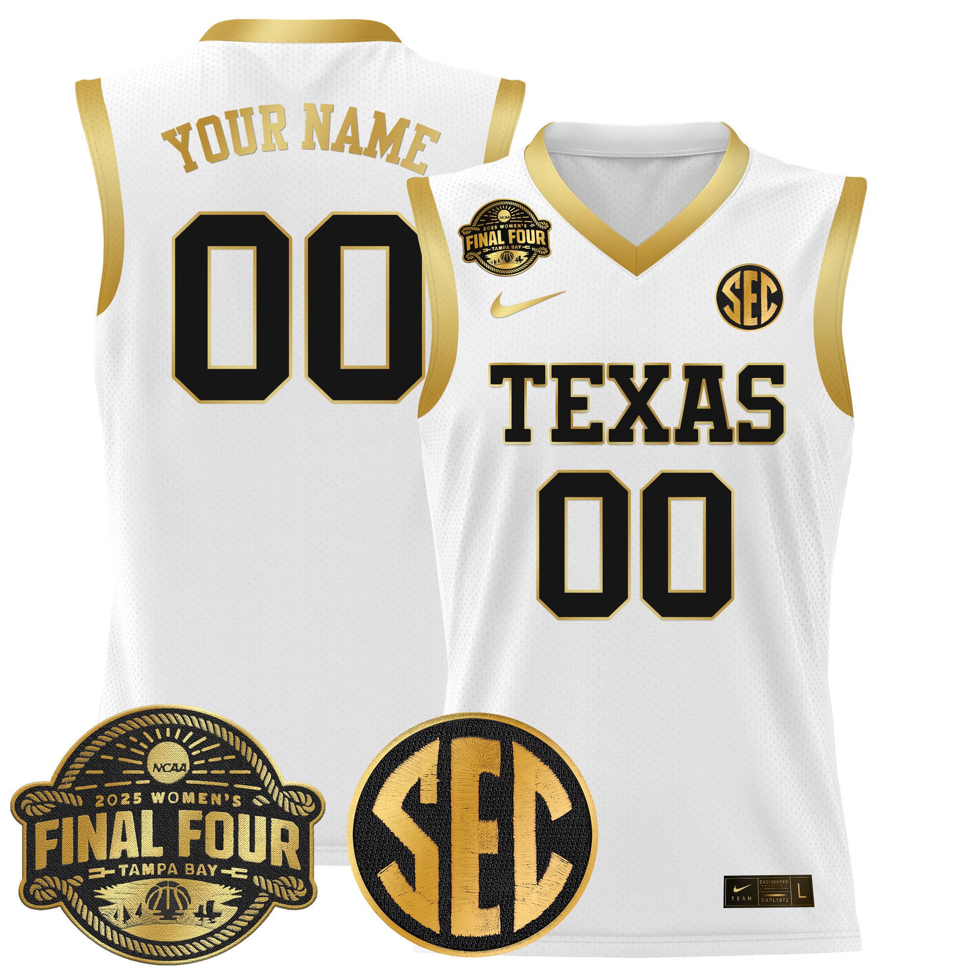 Men Texas Longhorns White 2025 Nike Final Four Patch Lightweight Basketball Custom NCAA Jerseys->customized ncaa jersey->Custom Jersey